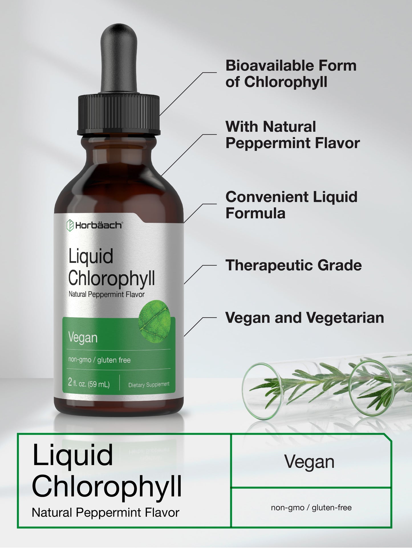 Liquid Chlorophyll | 2 Oz | Natural Peppermint Flavor | by